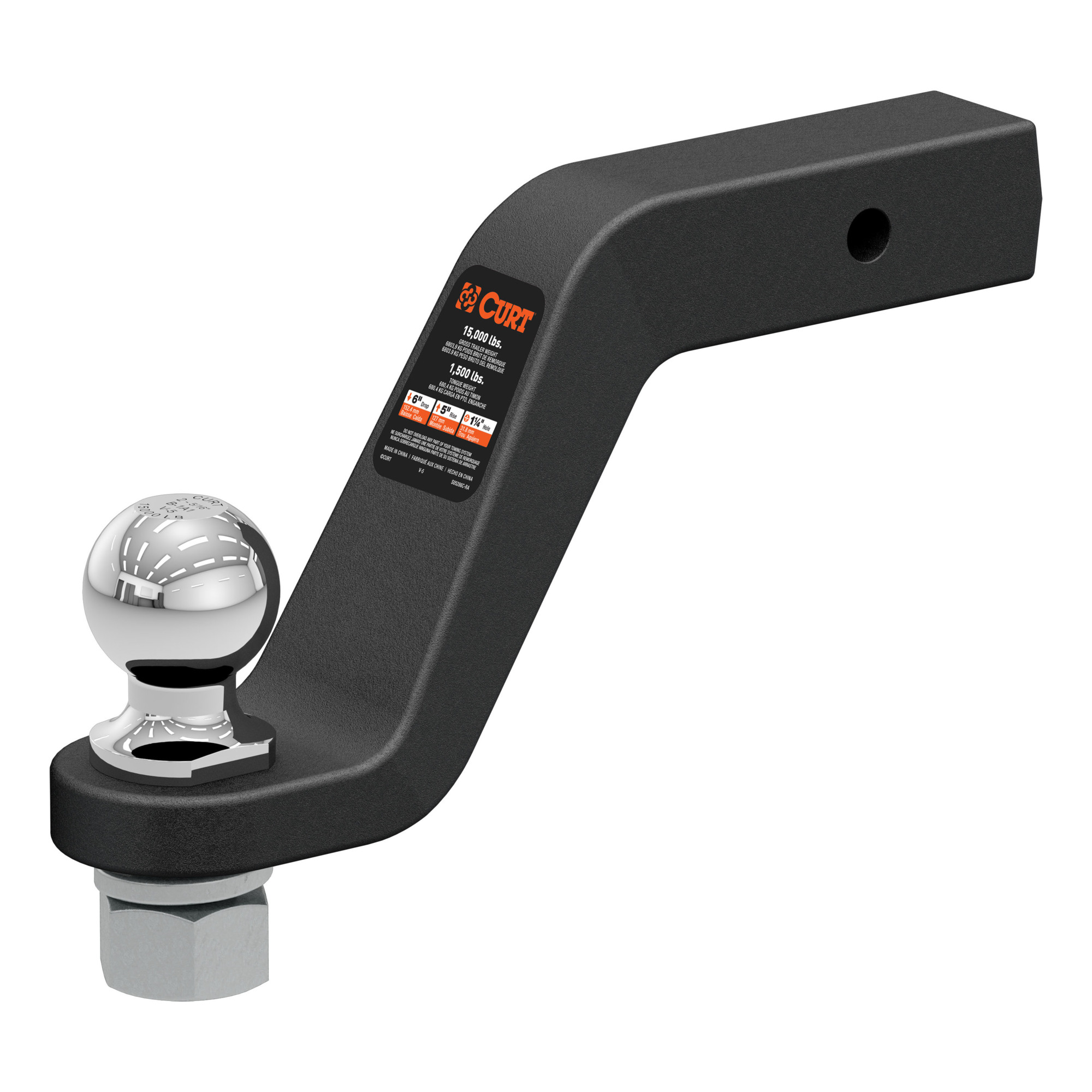 Curt Manufacturing, Loaded Forged Ball Mount w/ 2-5/16in. Ball (2in. Shank, 6in. Drop), Gross Towing Weight 8000 lb, Ball Diameter 2-5/16 in, Model# 45370